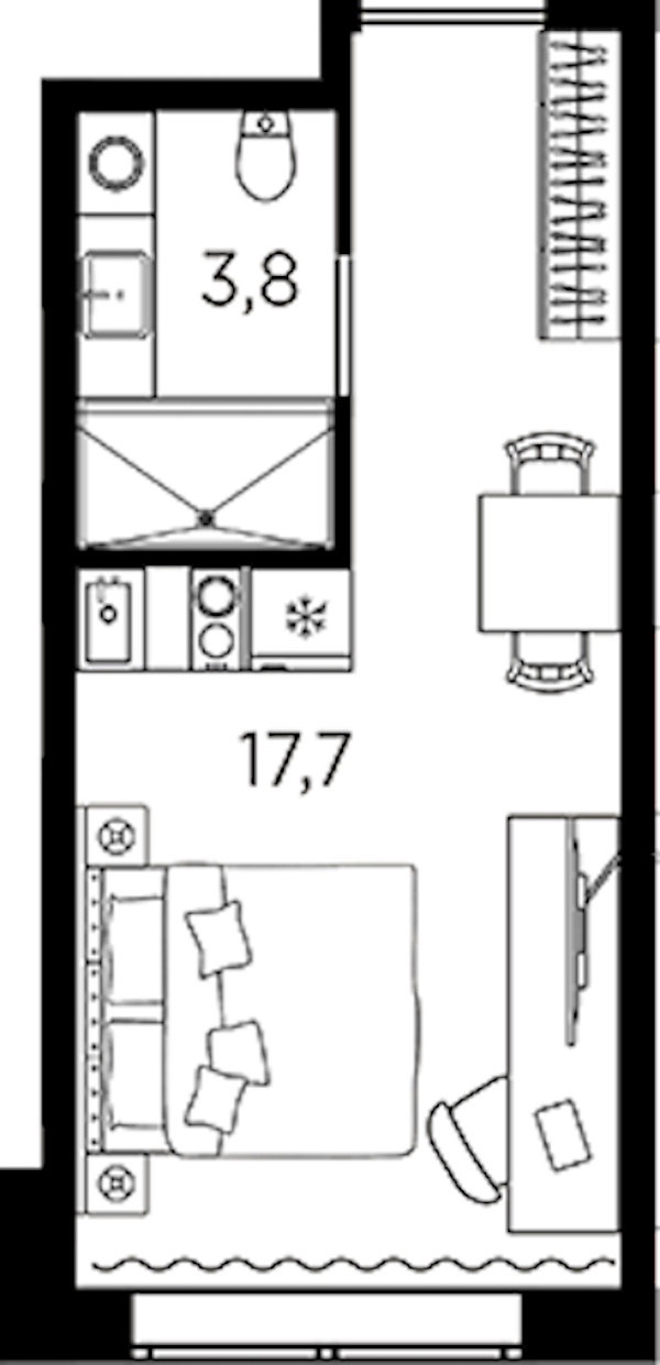 Квартира студия 21.5 м², 2/13 эт., ЖК «AVENIR Industrial»